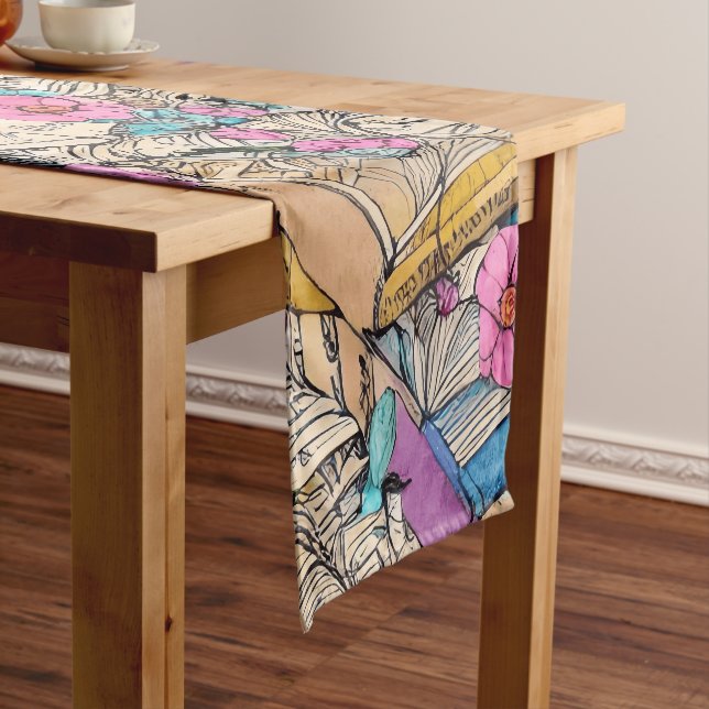 Shabby Chic Book File Illustration Table Runner (In Situ)