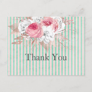 Shabby Chic Bouquet Rose Cartes de remerciements
