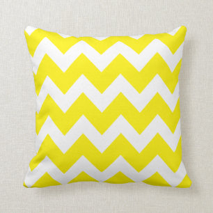 Shabby Chic Bright Yellow Chevron Pattern Throw Pillow