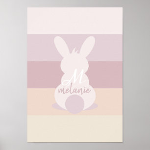 Shabby chic bunny poster with name