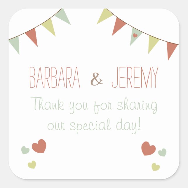 Shabby Chic Bunting Mariage Sticker (Devant)