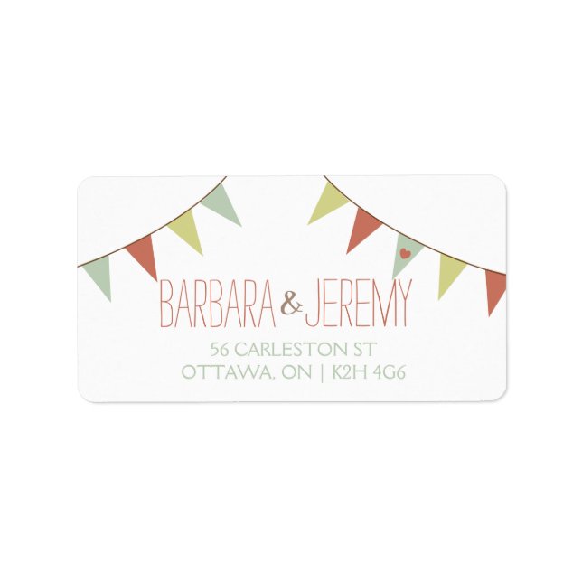 Shabby Chic Bunting Wedding Address Label (Front)