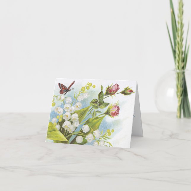 Shabby Chic Butterfly, Roses & Lily of the Valley  Card (Front)