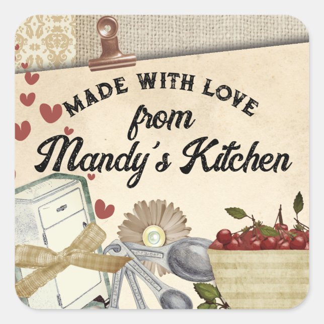 Shabby chic cerise glace cuisine cuisson étiquette (Devant)