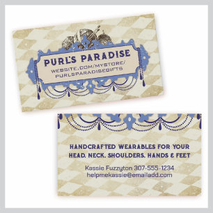 Shabby chic chandelier knitting needles yarn business card