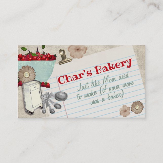 Shabby chic cherry icebox cooking baking biz cards (Front)