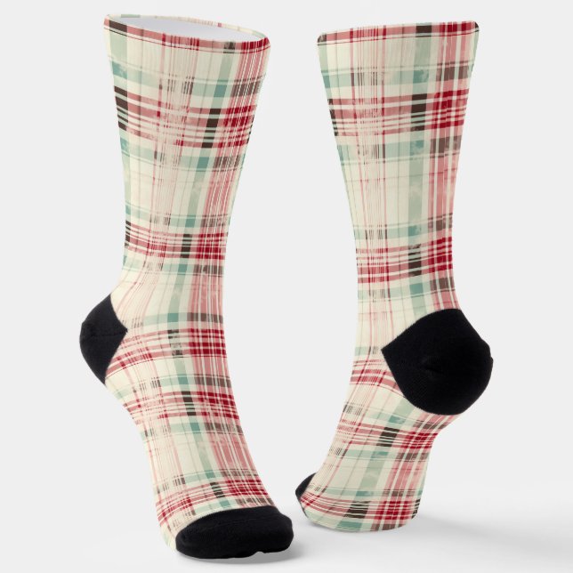 Shabby Chic Christmas Tartan Socks (Angled)