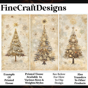 Shabby Chic Christmas Trees Cream AM1 Decoupage Tissue Paper