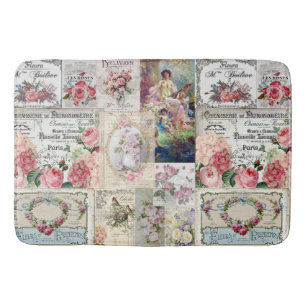 Shabby chic collage,country victorian,decoupage,mo bath mat