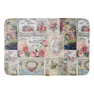 Shabby chic collage,country victorian,decoupage,mo bath mat