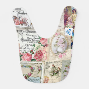 Shabby chic collage,country victorian,decoupage,mo bib
