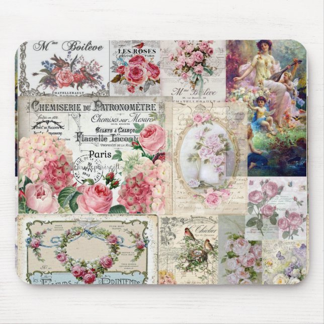 Shabby chic collage,country victorian,decoupage,mo mouse pad (Front)