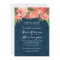 Shabby Chic Coral and Navy Blue Wedding Invitation
