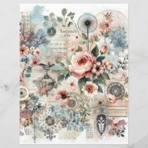 Shabby chic cottage core collage scrapbook journal