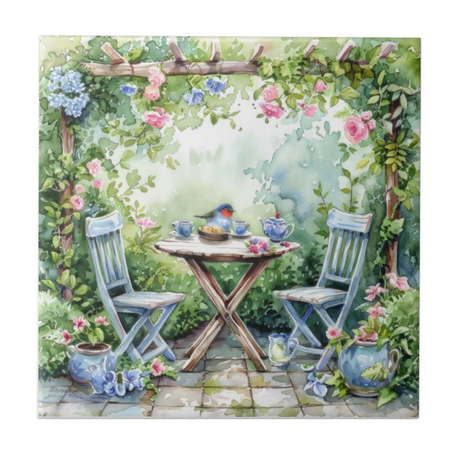 Shabby Chic Cottage Garden Ceramic Tile (Front)