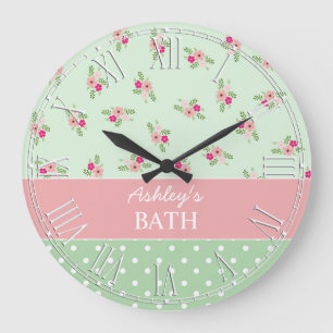 Shabby Chic Country Floral Large Clock