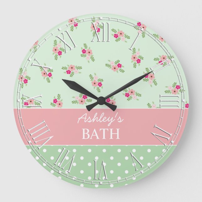 Shabby Chic Country Floral Large Clock (Front)