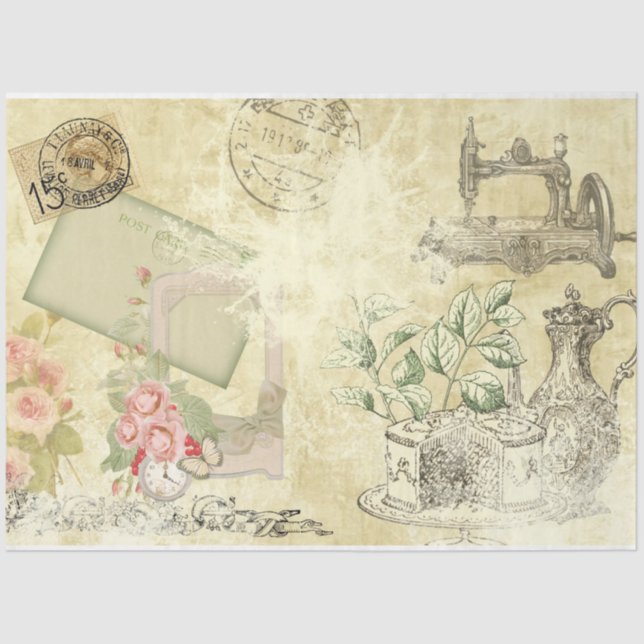 Shabby Chic Cream Series Design 3 Tissue Paper (Front)