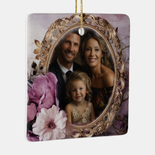 Shabby Chic Custom Family Photo Christmas Ceramic Ornament