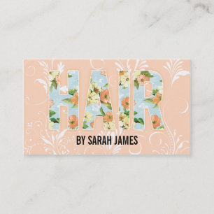 shabby chic cute floral hair stylist pink girly business card