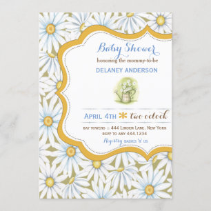 Shabby Chic Daisy Floral Baby Shower Invitation