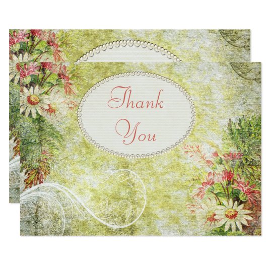 Shabby Chic Daisy & Wildflowers Thank You Card