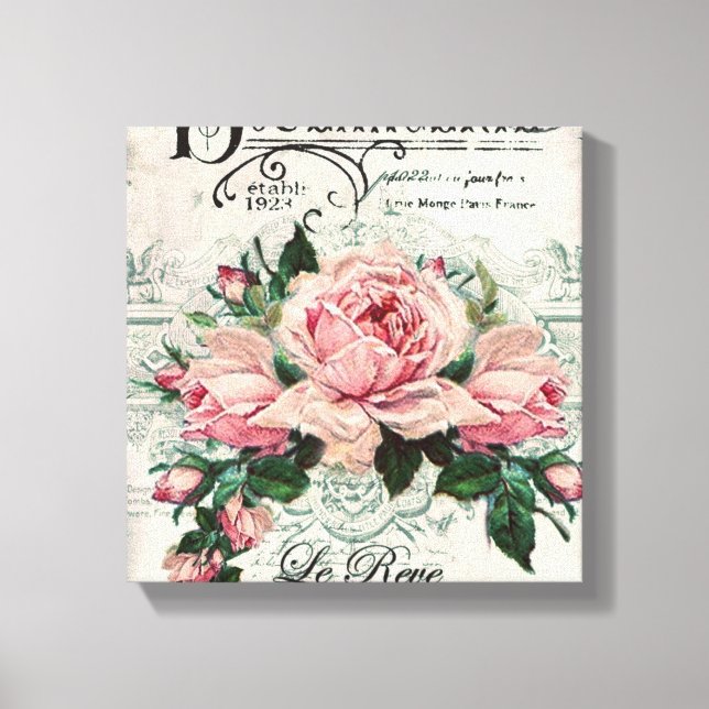 shabby chic, decoupage, victorian, french chic, pa canvas print (Front)