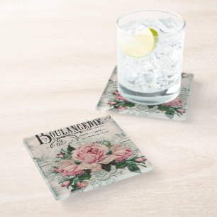 shabby chic, decoupage, victorian, french chic, pa glass coaster