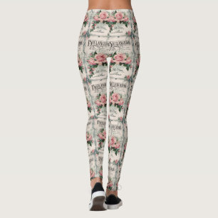 shabby chic, decoupage, victorian, french chic, pa leggings