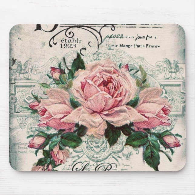 shabby chic, decoupage, victorian, french chic, pa mouse pad (Front)