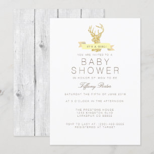 Shabby Chic Deer Baby Shower Invitation