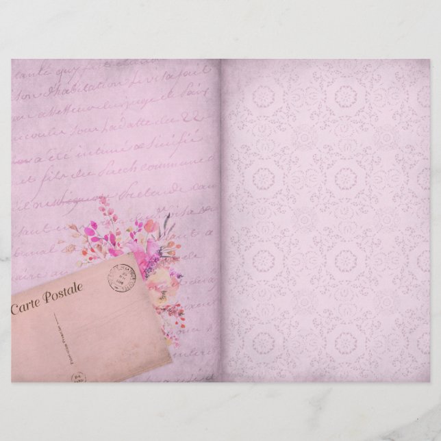 Shabby Chic dentelle & Fleurs Papier à Retard (Devant)