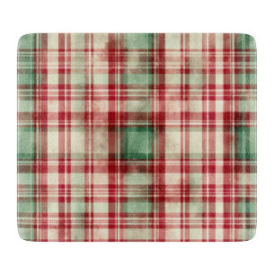 Shabby Chic Distressed Christmas Tartan Cutting Board