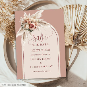 Shabby Chic Dusty Pink Floral Save the Date Invite