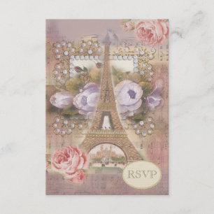 Shabby Chic Eiffel Tower RSVP Card