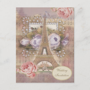 Shabby Chic Eiffel Tower Wedding Invitation