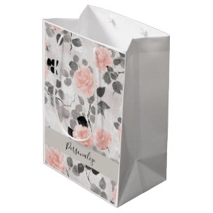 Shabby Chic Elegance Pink Vintage Lace Personalize Medium Gift Bag