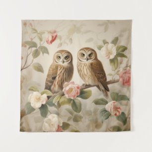 Shabby Chic Elegant Owls Tapestry