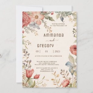 Shabby Chic Faire-part de mariage Fleur sauvage