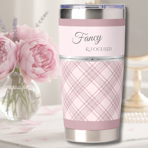 Shabby Chic Fancy and Focused Pink Plaid Insulated Tumbler