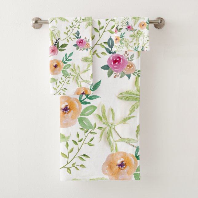 Shabby Chic Floral Bath Towel Set (Insitu)