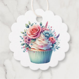 Shabby Chic Floral Birthday Cupcake To and From Favour Tags