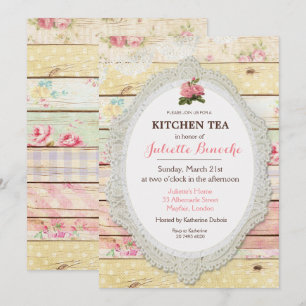 Shabby Chic Floral Bois Cuisine Thé Invitation