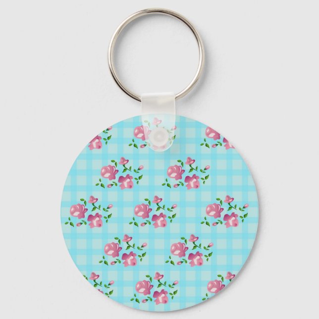 shabby chic, floral decoration keychain (Front)