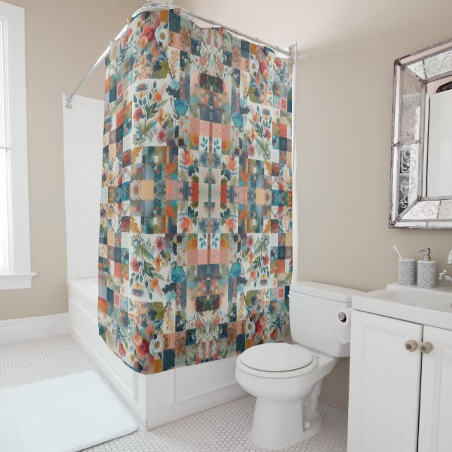 Shabby Chic Floral Faux Quilt Pattern (In Situ)