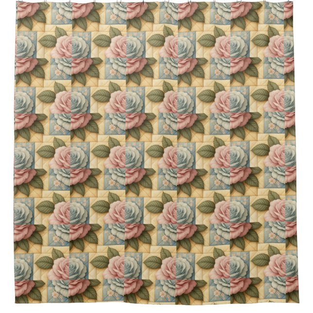 Shabby Chic Floral Faux Quilt Pattern (Front)
