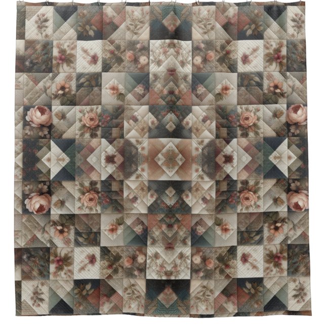 Shabby Chic Floral Faux Quilt Pattern (Front)