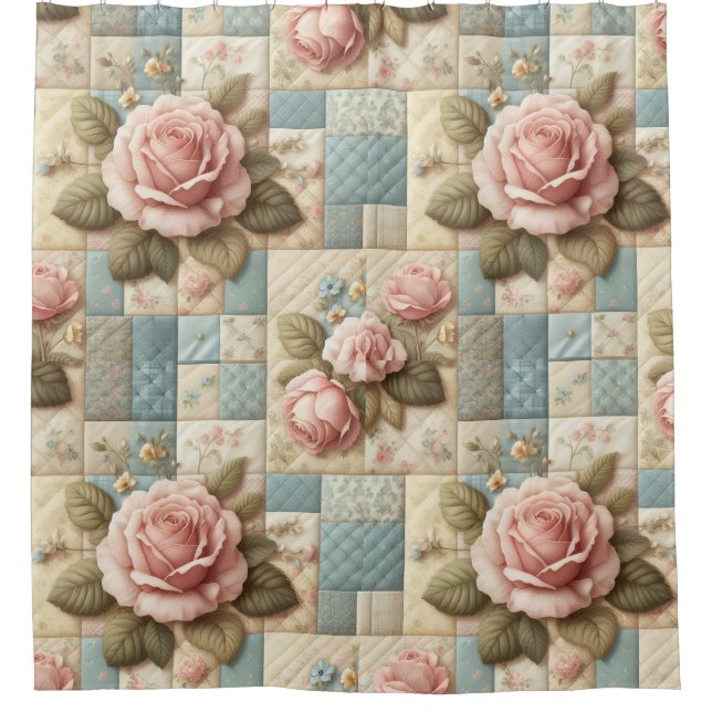 Shabby Chic Floral Faux Quilt Pattern (Front)