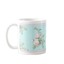 Shabby chic floral mug pink and pink roses