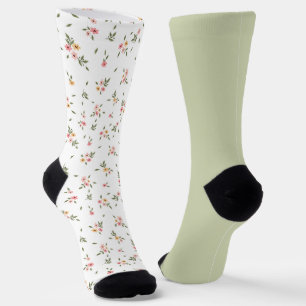 Shabby Chic Floral Pastel Green Odd mismatch Socks